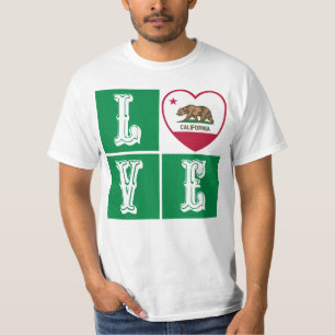 Kärlek Kalifornien Statlig flagga Heart-Pridet T Shirt