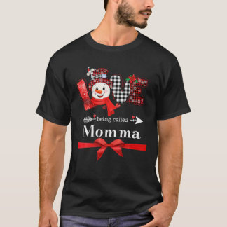Kärlek kallades Momma Snögubbe jul Red Plai T Shirt