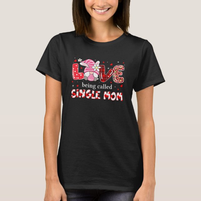 Kärlek kallas Single Mamma Gnome Leopard Mor T Shirt (Framsida)