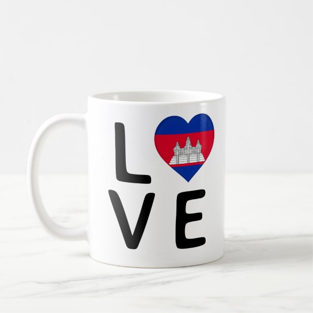 Kärlek - Kambodja Flagga Kaffemugg (Vänster)