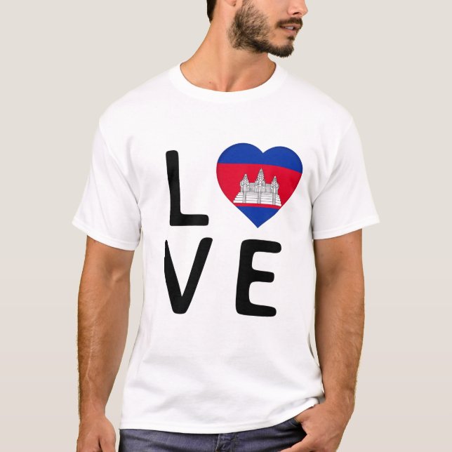 Kärlek - Kambodja Flagga T Shirt (Framsida)