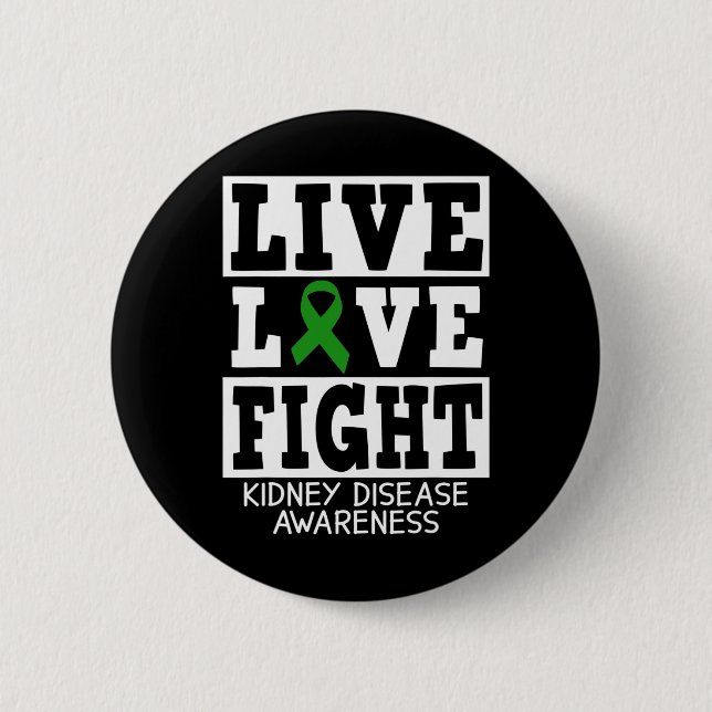 Kärlek Kamp Grönt Ribbon Kidney Disease Awareness Knapp (Framsida)