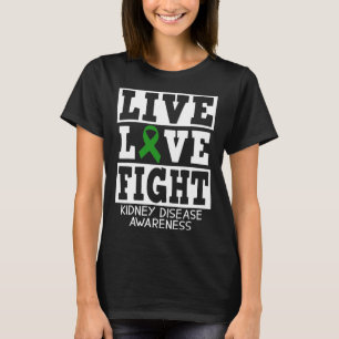 Kärlek Kamp Grönt Ribbon Kidney Disease Awareness  T Shirt
