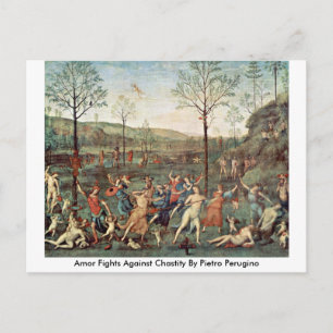 Kärlek kämpar mot Chastitet av Pietro Perugino Vykort