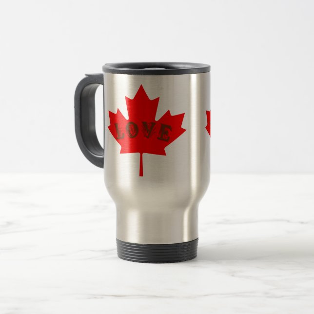 kärlek Kanada-dagen flagga kaffe te kopp mugg (Framsida vänster)