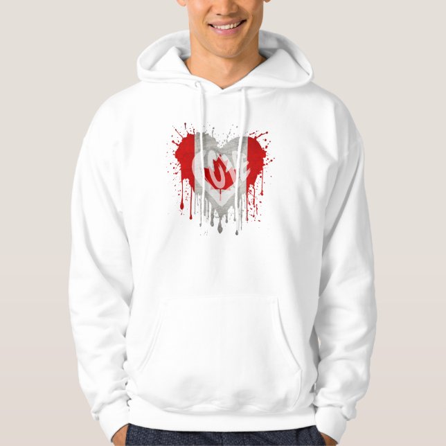 Kärlek Kanada Flagga Hoodie (Framsida)