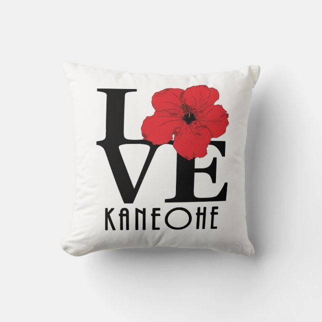 KÄRLEK Kaneohe Red Hibiscus Kudde (Framsida)