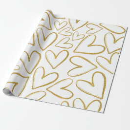 Kärlek känslig Golden Glitter Hearts White Presentpapper