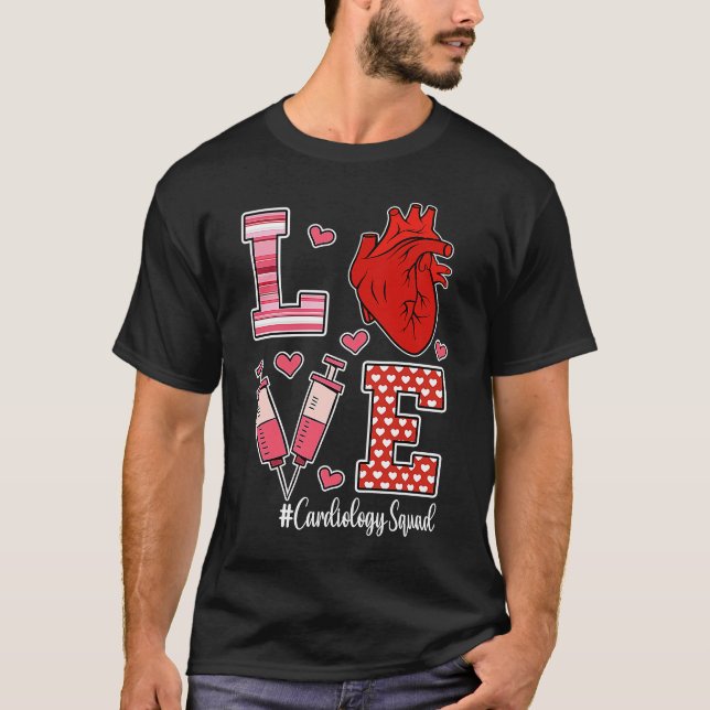 Kärlek kardiologi Kardiolog Cardiac Nurse Valenti T Shirt (Framsida)