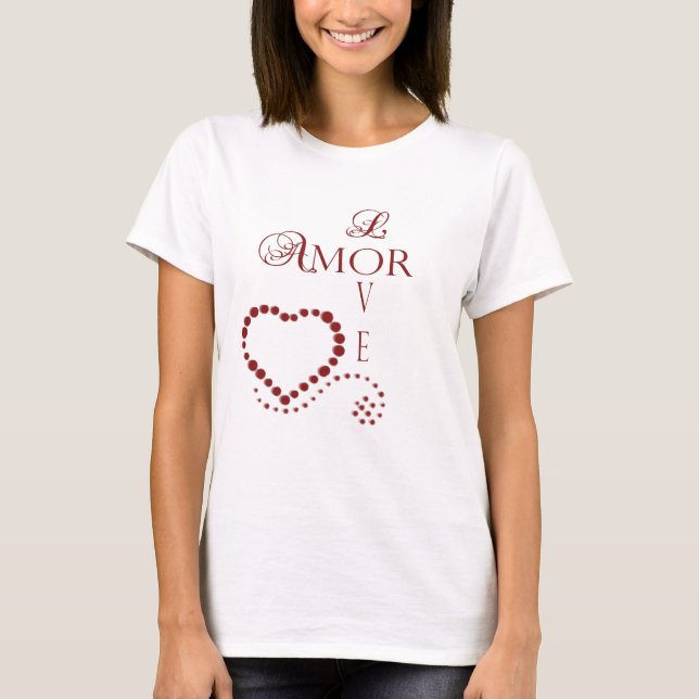 Kärlek Kärlek Heart Valentine T Shirt (Framsida)