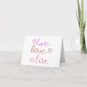 Kärlek, Kärlek, Kärlek i Messy Cursive Writing BLA Kort