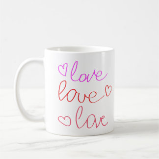 Kärlek, Kärlek, Kärlek i Messy Cursive Writing in Kaffemugg