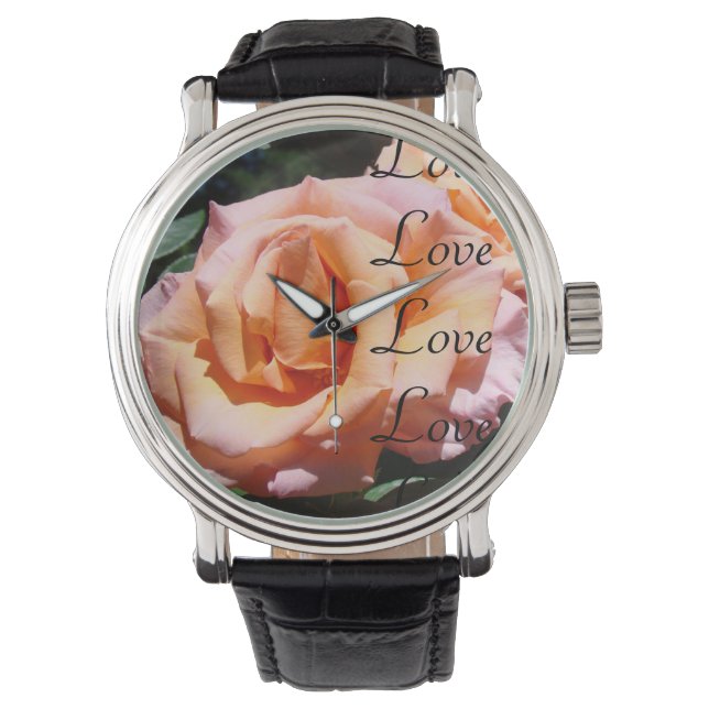 Kärlek Kärlek Kärlek Ros Blomma Ur present Armbandsur (Framsida)