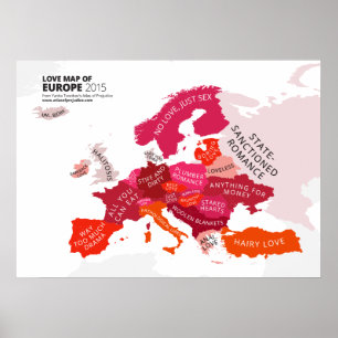 Kärlek Karta i Europa Poster
