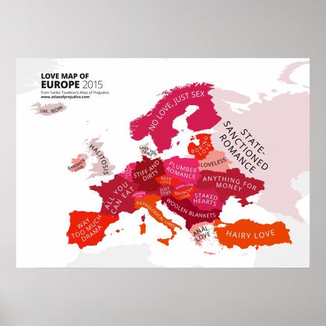 Kärlek Karta i Europa Poster (Framsidan)