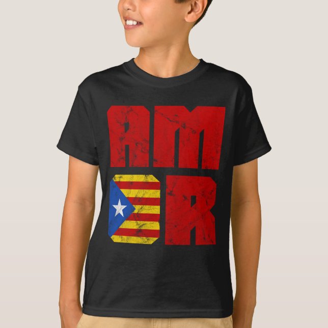 Kärlek Katalanska Kärlek, Katalonien Estelada Flag T Shirt (Framsida)