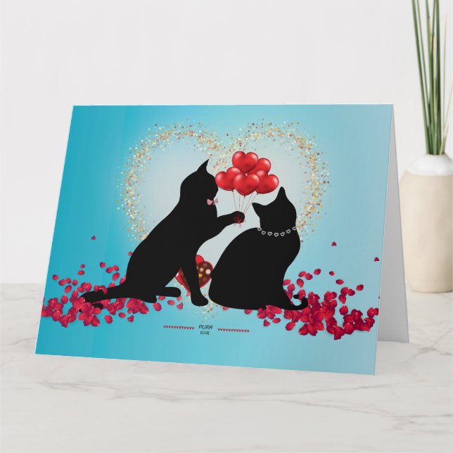 Kärlek - Katt Valentine Ballonger - Presentpåse Kort (Framsida)