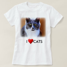 Kärlek Katter Dam Vit Grundt-Shirt Tee Shirt
