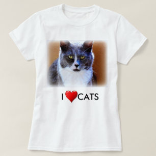 Kärlek Katter Dam Vit Grundt-Shirt Tee Shirt