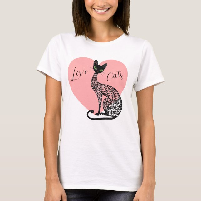 Kärlek Katter  T Shirt (Framsida)