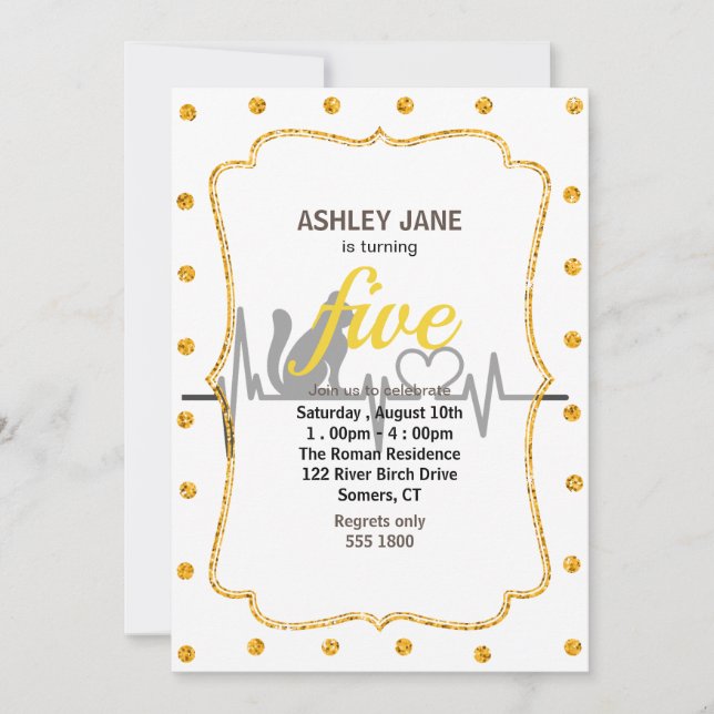 Kärlek-kattkardiogram - välj bakgrund färg inbjudningar (Framsida)