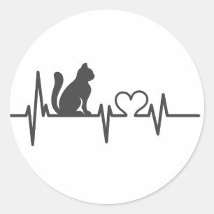 Kärlek kattkardiogram - Välj bakgrundsbild färg Runt Klistermärke