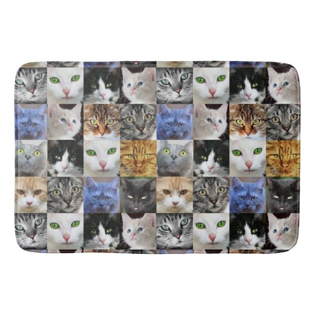 Kärlek Kattunge Cat Ansikte Collage Bath Mat Badrumsmatta (Framsidan)
