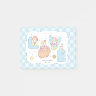 KÄRLEK Kawaii Pastell Alfabet Illustration 💕🍓🐰 Post-it Block
