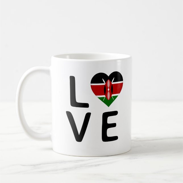Kärlek - Kenya Flagga Kaffemugg (Vänster)