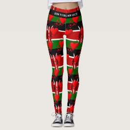 KÄRLEK KENYA Flagga Red Hearts SPRINGA ERA TÄVLING Leggings
