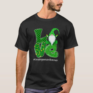 Kärlek Kindergarten Gnome St Patrick's Day Grönt P T Shirt