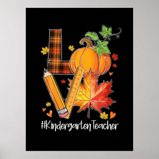 KÄRLEK Kindergarten Teacher Höst löv hösten höst Poster (Framsidan)