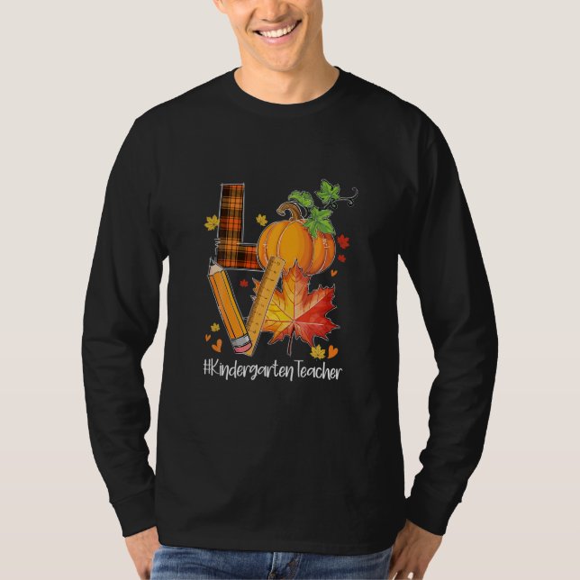 KÄRLEK Kindergarten Teacher Höst löv hösten höst T Shirt (Framsida)