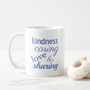 Kärlek Kindness Caring Blue Typography Kaffemugg