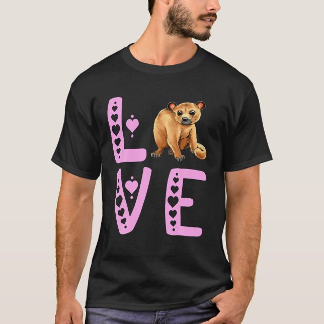 Kärlek Kinkajou Heart Kinkajou Älskare Prehensile  T Shirt (Framsida)