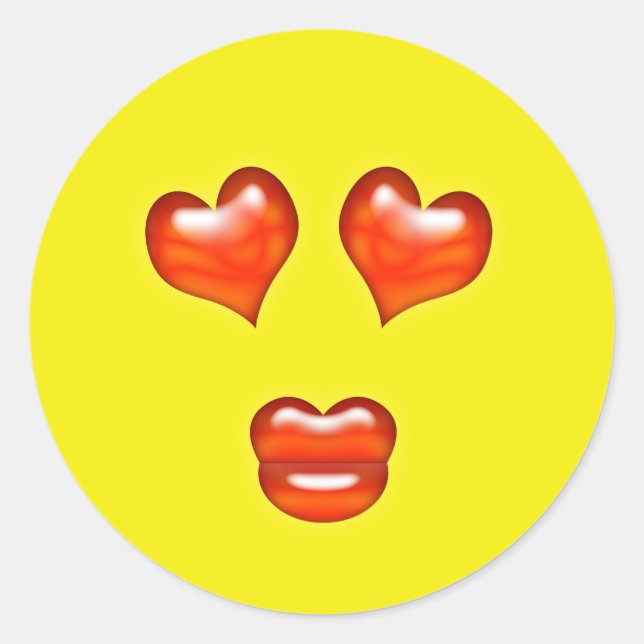 Kärlek Kiss Emoji Runt Klistermärke (Framsida)
