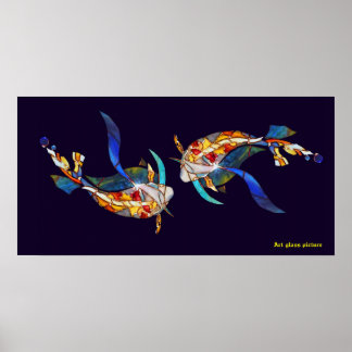 Kärlek Kissing Koi-fisk Bröllop Poster vågrät