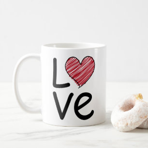 Kärlek Klotter Handritat Rött Hjärt Minimalistisk Kaffemugg