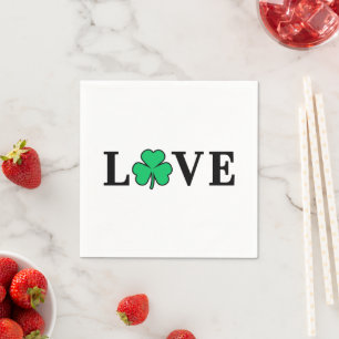 KÄRLEK Klöver Shamrock Ireland St Patrick textbase Pappersservett