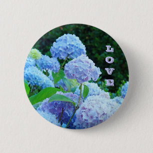 KÄRLEK-knapparna Blue Hydrangea Flowers Garden Knapp