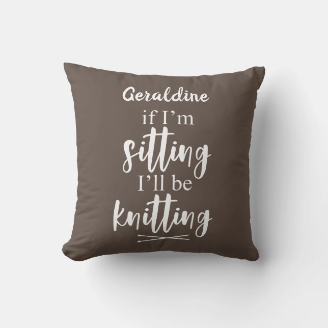 Kärlek Knitting Funny Knitter och Crocheting Quote Kudde (Framsida)
