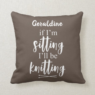 Kärlek Knitting Funny Knitter och Crocheting Quote Kudde