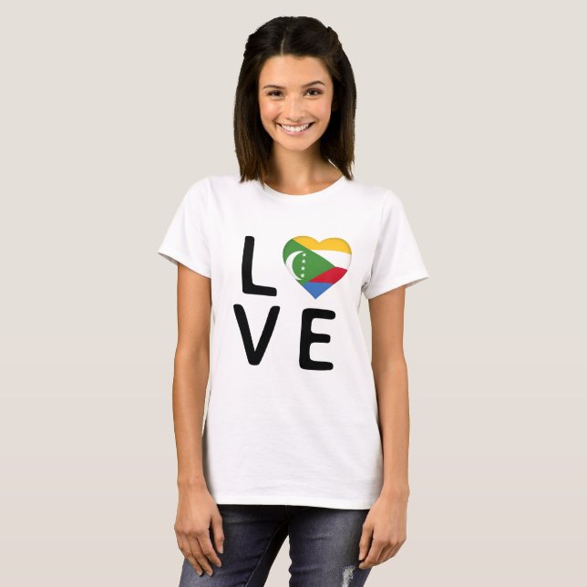 Kärlek - Komorerna Flagga T Shirt (Hel framsida)