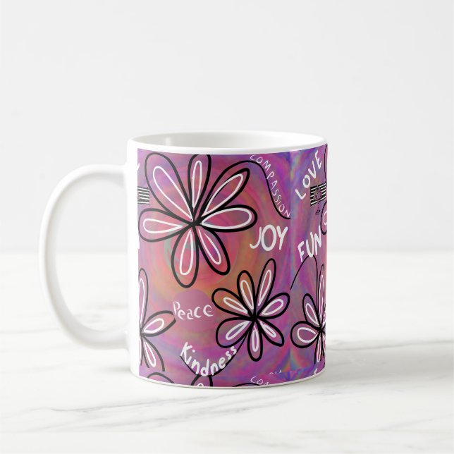Kärlek-kompassionen, glädjen, fred för mänsklighet kaffemugg (Vänster)