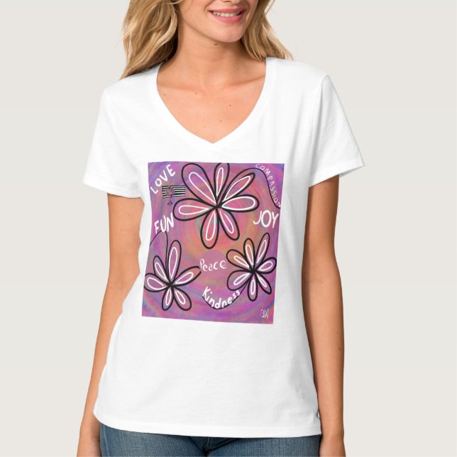 Kärlek-kompassionen, glädjen, fred för mänsklighet t shirt (Framsida)