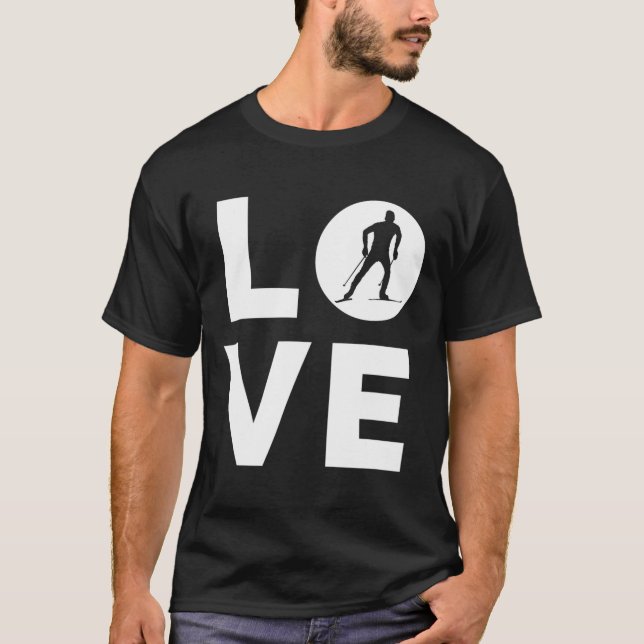 Kärlek Kor-land Skiing T Shirt (Framsida)