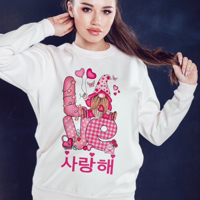 Kärlek koreansk Cute Gnome Rosa Valentine Sweatshi T Shirt (Skapare uppladdad)