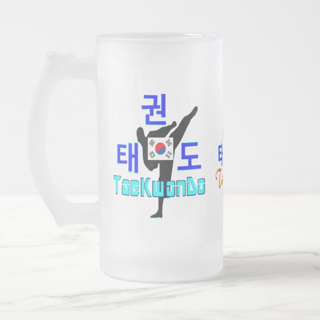 ❤ ☯ ✔ Kärlek koreansk martial Art-TaeKwonDo Froste Frostat Ölglas (Vänster)