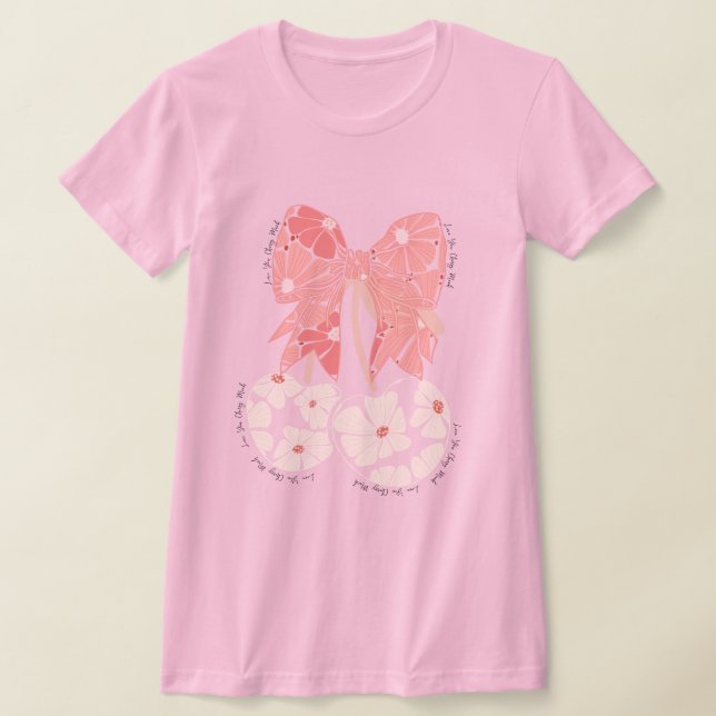 Kärlek körsbär mycket rolig frukt t shirt (Laydown)