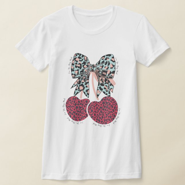 Kärlek körsbär mycket rolig frukt t shirt (Laydown)